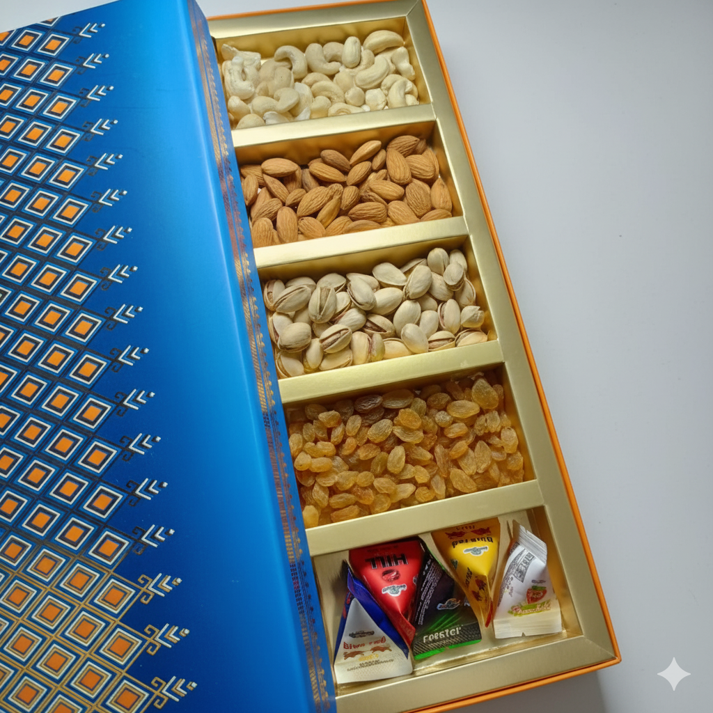Medium Dry Fruit Box (Kaju, Badam, Pista, Kismis, Chocolate)