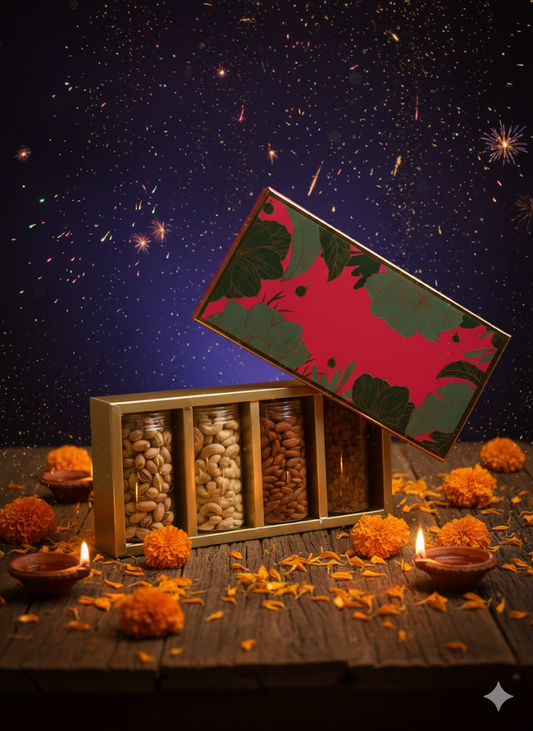 Premium 4 Jar Combo Dryfruits Gift Box